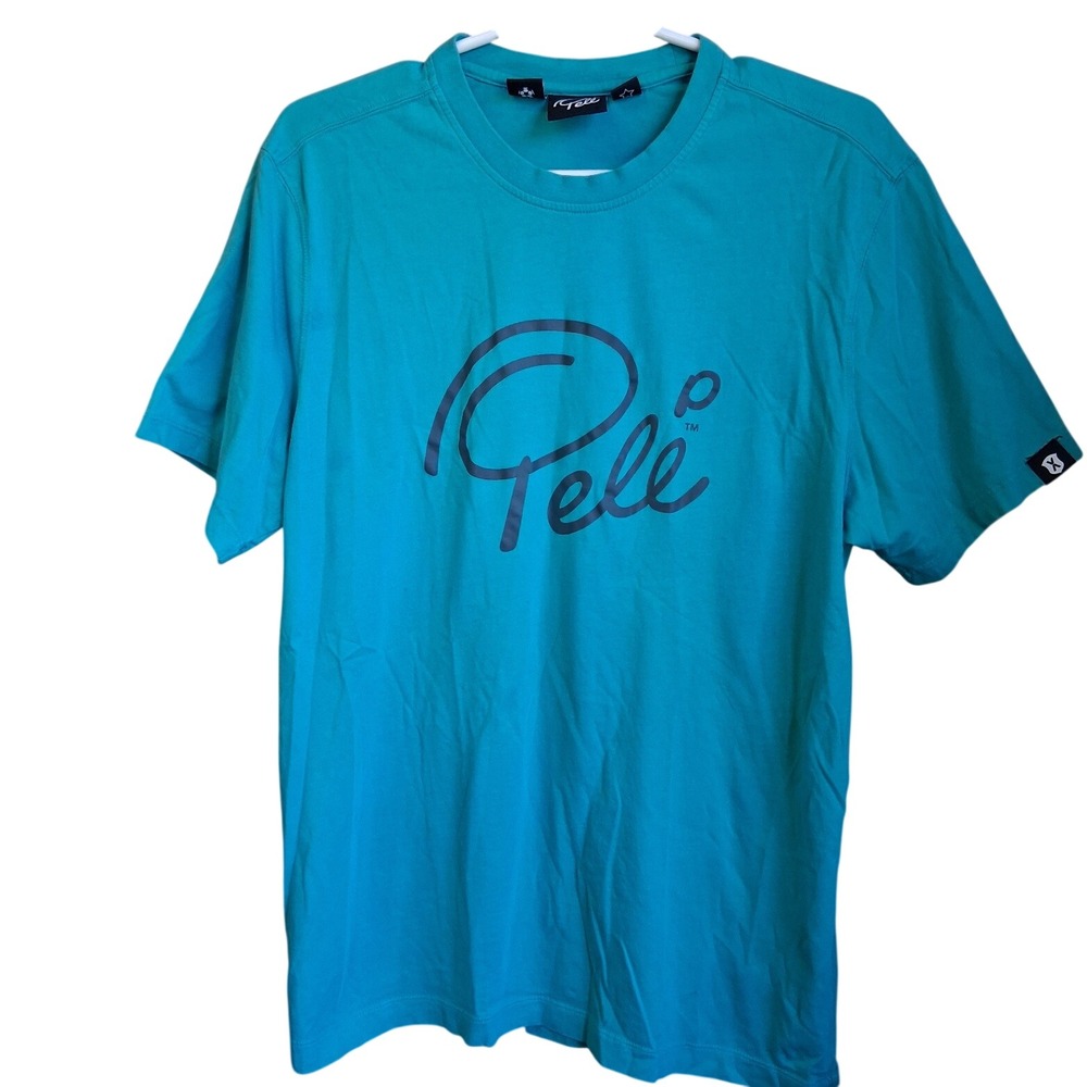 Pele Grandmaster Show The World Some Magic Teal SS Tshirt Large Soccer EUC